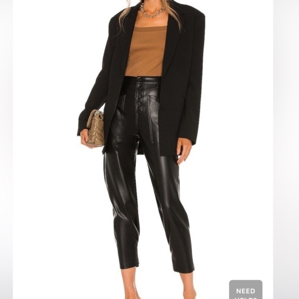 Pistola Tammy High Rise Trouser in Slate Black Faux Leather Womens 27